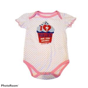 Phillies Pink Heart Onesie  12M